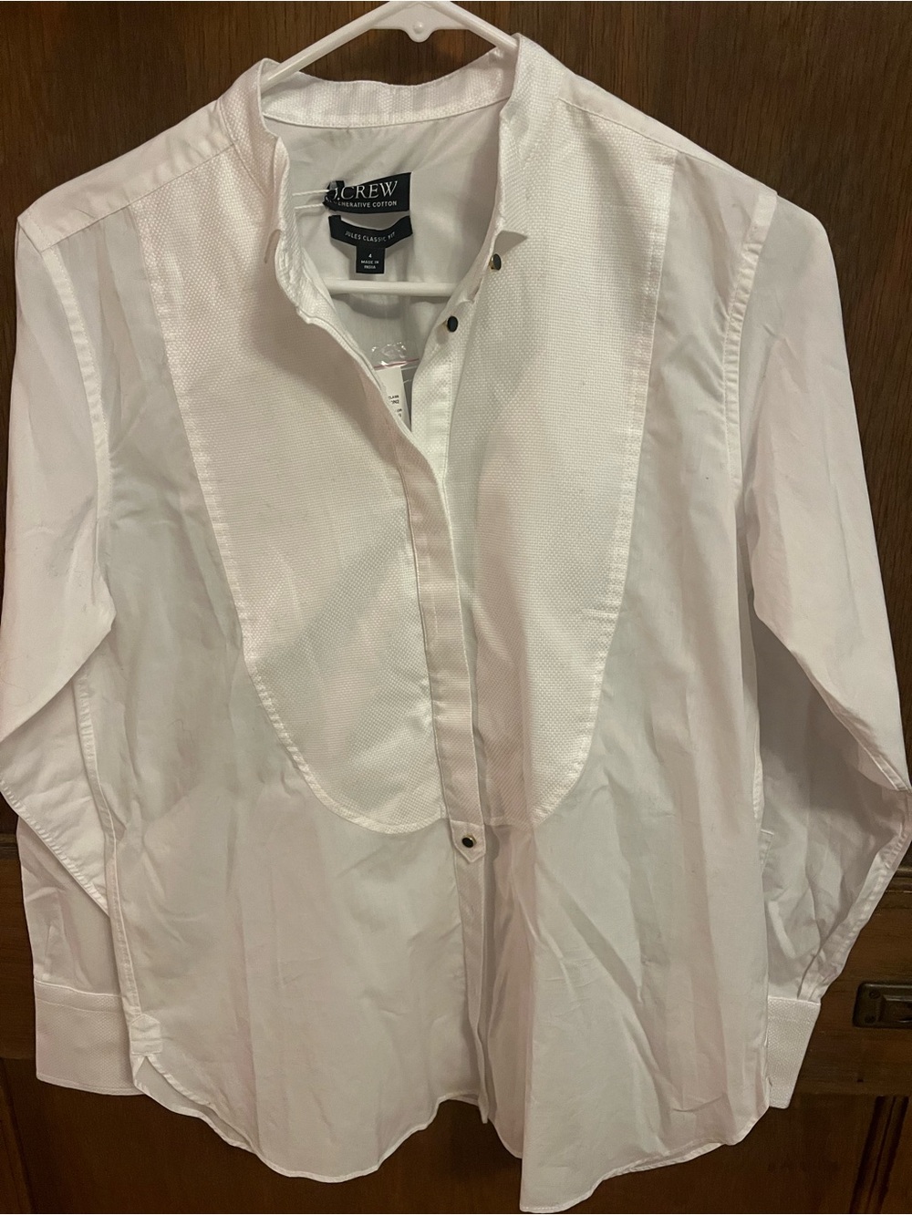 J. Crew White Band-Collar Button-Down Shirt